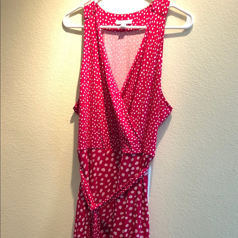 hot pink polka dot ny&c wrap dress